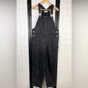 Women's Black Denim Overalls. L